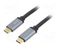 Cable; USB 3.2; USB C plug,both sides; 1m; black; aluminium; 100W LOGILINK CUA0107