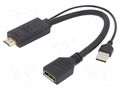 Adapter; DisplayPort socket,HDMI plug,USB A plug; 0.1m; black GEMBIRD A-HDMIM-DPF-01