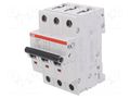 Circuit breaker; 400VAC; Inom: 8A; Poles: 3; for DIN rail mounting ABB S203M-C8