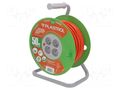 Extension lead; 3x1.5mm2; reel,Schuko; Sockets: 4; PVC; orange; 50m PLASTROL W-98951