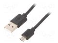 Cable; USB 2.0; USB A plug,USB B micro plug; nickel plated; 1m Goobay USB-FST-010-BK