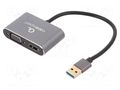 Adapter; USB 3.0; D-Sub 15pin HD socket,HDMI socket,USB A plug GEMBIRD A-USB3-HDMIVGA-01