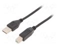 Cable; USB 2.0; USB A plug,USB B plug; nickel plated; 1.5m; black GEMBIRD CCFB-USB2-AMBM-1.5