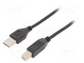 Cable; USB 2.0; USB A plug,USB B plug; nickel plated; 1.5m; black GEMBIRD CCFB-USB2-AMBM-1.5