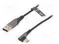 Cable; USB 2.0; USB A plug,USB C angled plug; nickel plated VENTION COEHC