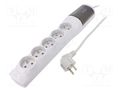 Plug socket strip: protective; Sockets: 5; 230VAC; 10A; grey HSK DATA ACAR-XP-3GY