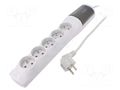 Plug socket strip: protective; Sockets: 5; 230VAC; 10A; grey HSK DATA ACAR-XP-3GY