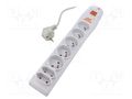 Plug socket strip: protective; Sockets: 7; 230VAC; 10A; grey HSK DATA ACAR-P7-3GY