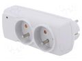 Plug socket strip: protective; Sockets: 2; 230VAC; 10A; white HSK DATA ACAR-MINI-CO