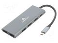 Hub USB; USB 3.1; Cablexpert; PnP; grey; Number of ports: 6; 5Gbps GEMBIRD A-CM-COMBO3-01