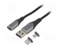 Cable; magnetic,USB 2.0; 0.5m; black; Core: Cu,tinned; 480Mbps VENTION CQMHD