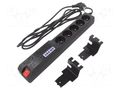 Plug socket strip: protective; Sockets: 5; 250VAC; 10A; black HSK DATA ACAR-504WFR-3