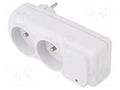 Plug socket strip: protective; Sockets: 2; 230VAC; 10A; white HSK DATA ACAR-MINI-AGD