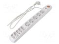 Plug socket strip: protective; Sockets: 10; 230VAC; 10A; grey HSK DATA ACAR-S10-1.5GY