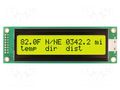 Display: LCD; alphanumeric; STN Positive; 20x2; yellow-green; LED NEWHAVEN DISPLAY INTERNATIONAL NHD-0220DZ-FLY