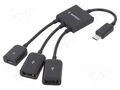 Adapter; USB A socket x2,USB B micro socket,USB B micro plug GEMBIRD UHB-OTG-02
