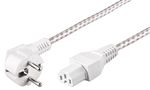 Angled Connection Cable with hot-condition coupler, 2 m, White and Silver, (3*0.75 mm²), 2 m, white-silver - safety plug hybrid (type E/F, CEE 7/7) 90° > Device socket C1 93314