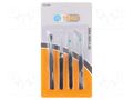 Tweezers-set; for precision works; 4pcs. PG TOOLS PG-T405