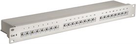 CAT 6 19-inch (48.3 cm) Patch Panel, 24 Port (1 U), grey - STP shielded 94036