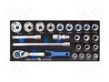 Wrenches set; socket spanner; Mounting: 1/2"; 23pcs. HÖGERT TECHNIK HT7G128
