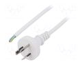 Cable; 3x0.75mm2; AS/NZS 3112 (I) plug,wires; PVC; 1.5m; white LIAN DUNG S27-3/07/1.5WH
