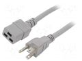 Cable; 3x14AWG; IEC C19 female,NEMA 5-15 (B) plug; PVC; 1.5m LIAN DUNG SN318-3/14/1.5GY