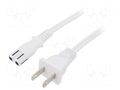 Cable; 2x18AWG; IEC C7 female,NEMA 1-15 (A) plug; PVC; 3m; white LIAN DUNG SN36-2/18/3WH