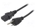 Cable; 3x18AWG; IEC C13 female,NEMA 5-15 (B) plug; PVC; 1m; black LIAN DUNG SN22-3/18/1BK