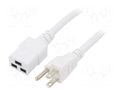 Cable; 3x14AWG; IEC C19 female,NEMA 5-15 (B) plug; PVC; 1m; white LIAN DUNG SN318-3/14/1.0WH
