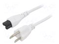 Cable; 3x18AWG; IEC C5 female,NEMA 5-15 (B) plug; PVC; 1.8m; 7A LIAN DUNG SN35-3/18/1.8WH