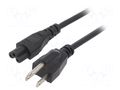 Cable; 3x18AWG; IEC C5 female,NEMA 5-15 (B) plug; PVC; 5m; black LIAN DUNG SN35-3/18/5BK