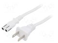 Cable; 2x18AWG; IEC C7 female,NEMA 1-15 (A) plug; PVC; 1m; white LIAN DUNG SN36-2/18/1WH