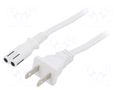 Cable; 2x18AWG; IEC C7 female,NEMA 1-15 (A) plug; PVC; 1m; white LIAN DUNG SN36-2/18/1WH