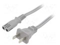 Cable; 2x18AWG; IEC C7 female,NEMA 1-15 (A) plug; PVC; 1m; grey LIAN DUNG SN36-2/18/1GY