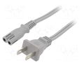 Cable; 2x18AWG; IEC C7 female,NEMA 1-15 (A) plug; PVC; 5m; grey LIAN DUNG SN36-2/18/5GY