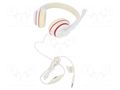 Headphones with microphone; white,red; Jack 3,5mm; headphones GEMBIRD MHS-03-WTRD
