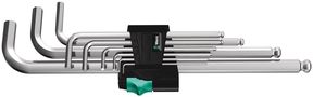 950/9 Hex-Plus 1 L-key set, metric, chrome-plated, 1 x 1.5x90; 1 x 2.0x100; 1 x 2.5x112; 1 x 3.0x126; 1 x 4.0x140; 1 x 5.0x160; 1 x 6.0x180; 1 x 8.0x200; 1 x 10.0x219, Wera 05022087001