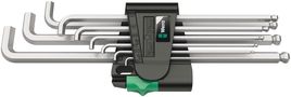 950/9 Hex-Plus 4 L-key set, metric, chrome-plated, 1 x 1.5x90; 1 x 2.0x100; 1 x 2.5x112; 1 x 3.0x126; 1 x 4.0x140; 1 x 5.0x160; 1 x 6.0x180; 1 x 8.0x200; 1 x 10.0x219, Wera 05073594001