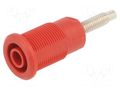 Connector: 4mm banana; socket; 32A; red; nickel plated STÄUBLI BI-SLB4-G/N-22