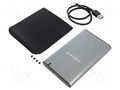 Hard discs housing: 2,5"; LED status indicator; USB 3.1; grey GEMBIRD EE2-U3S-6-GR
