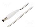 Cable; 2x0.35mm2; wires,DC 5,5/2,1 plug; straight; white; 1.5m WEST POL P21-TT-T035-150WH