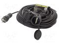 Extension lead; 3x2.5mm2; Sockets: 3; rubber; black; 25m; 16A KEL W-01193