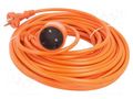 Extension lead; 2x1.5mm2; Sockets: 1; PVC; orange; 25m; 16A KEL W-96966