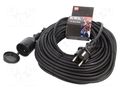 Extension lead; 3x1mm2; Sockets: 1; rubber; black; 30m; 10A KEL W-97018