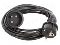 Extension lead; 3x1mm2; Schuko; Sockets: 1; PVC; black; 5m; 10A PLASTROL W-98435