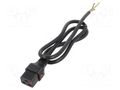 Cable; IEC C19 female,wires; 1m; with IEC LOCK locking; black SCHAFFNER SCHAFFNER-820145