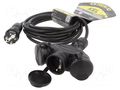Extension lead; 3x1.5mm2; Sockets: 3; rubber; black; 5m; 16A KEL W-01185