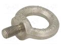 Lifting eye bolt; M12x20; Head: eye; acid resistant steel A4 ELESA+GANTER DIN580-M12-A4
