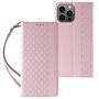 Magnet Strap Case Case for iPhone 14 Plus Flip Wallet Mini Lanyard Stand Pink, Hurtel 5907769311086 5907769311086