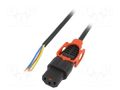 Cable; IEC C13 female,wires; 3m; with IEC LOCK+ locking; black SCHAFFNER SCHAFFNER-819170